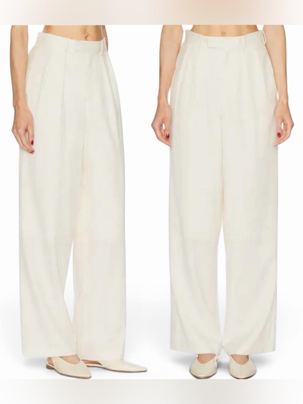 NWT WNTRMSE Palmer Pleated‎ Wide Leg Dress Pant Ankle Cuff in Cream, Size 6